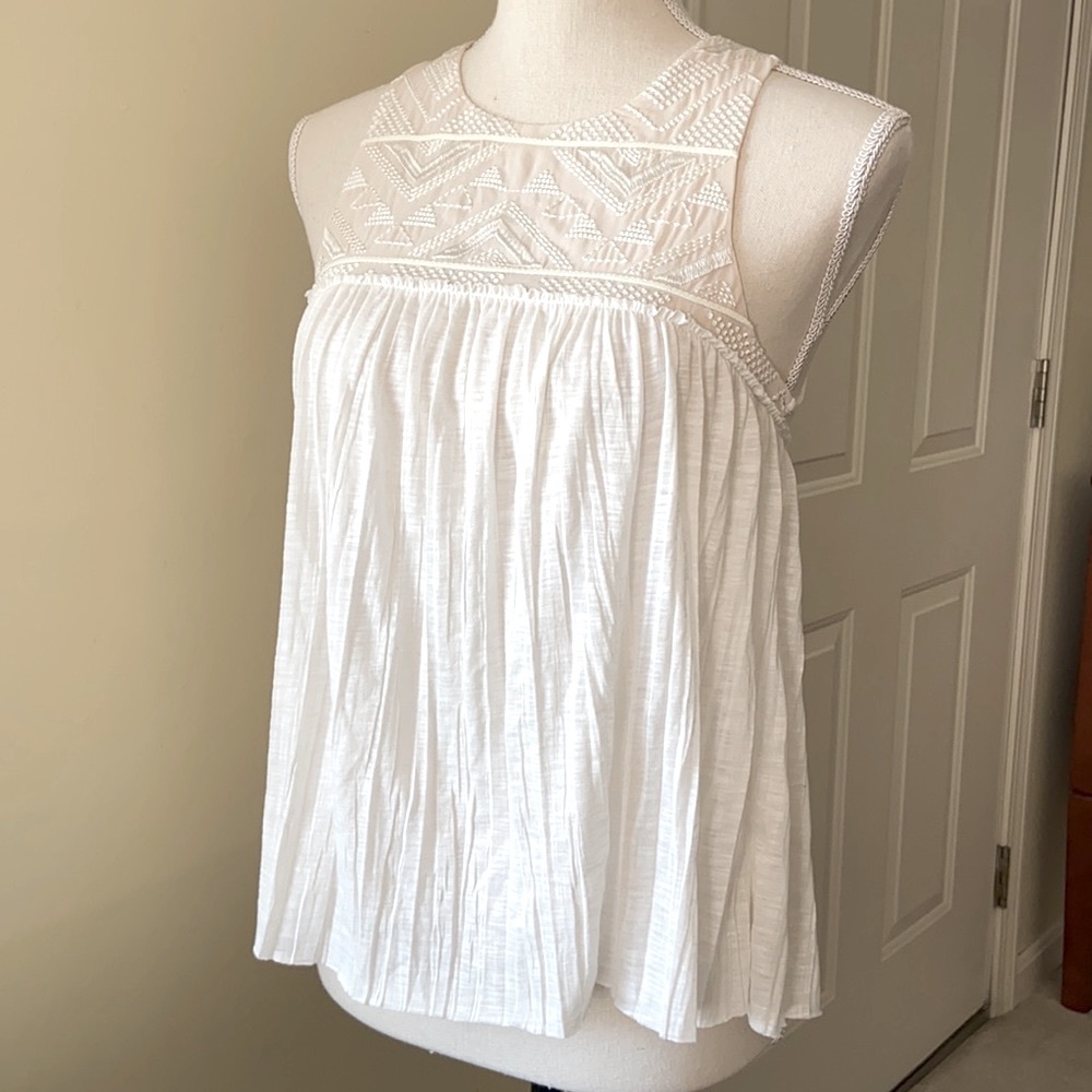 Sleeveless Embroidered High Neckline Top (NWT)